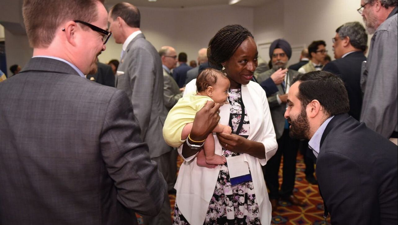 Organized Medicine is a family affair for Dr. Lase Ajayi and her eldest daughter here mingling in pre-pandemic times during the California Medical Association's Annual Meeting at the Disneyland Hotel.